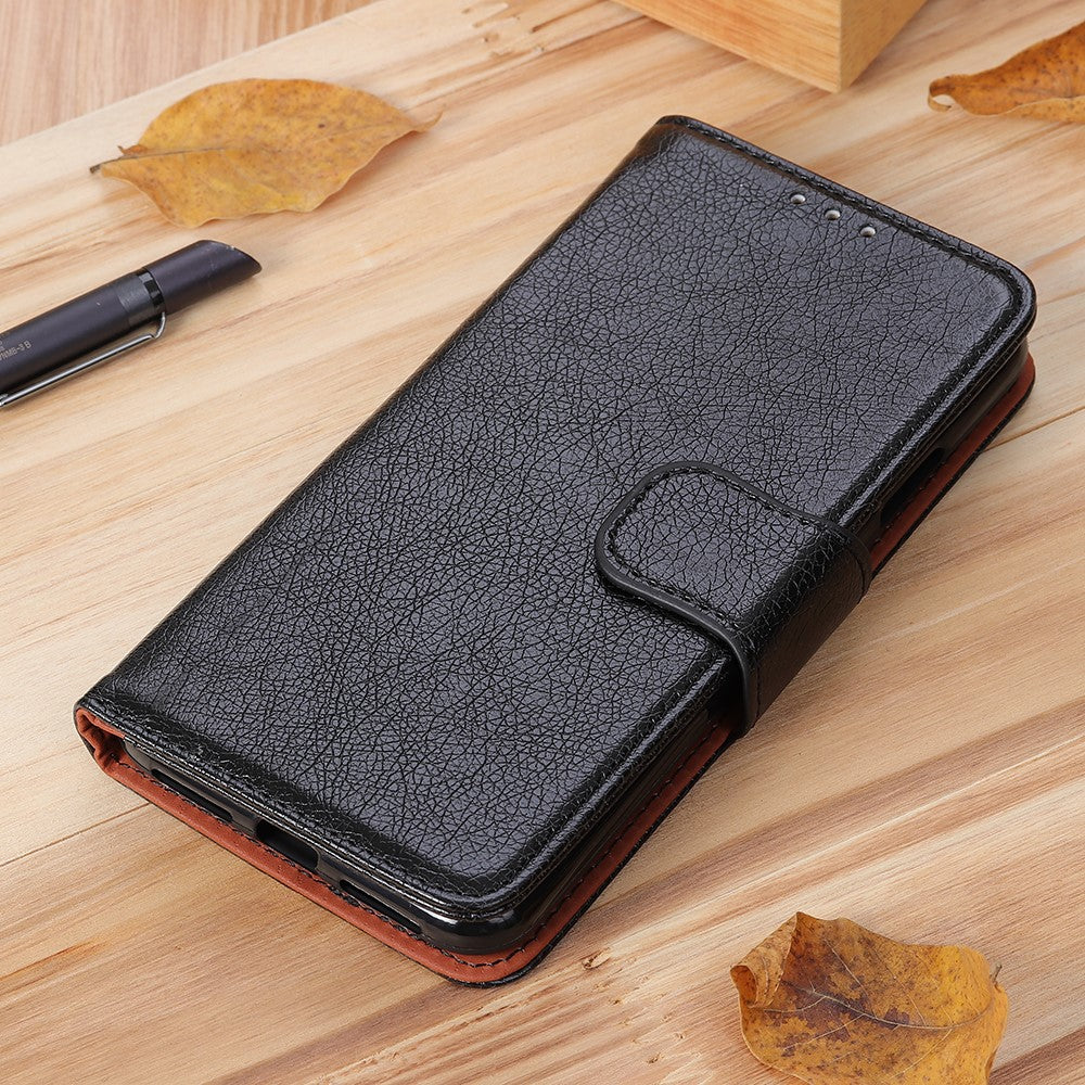 Split Leather Nappa Texture Wallet Stand Flip Protective Cover with Magnetic Closure for Samsung Galaxy S22+ 5G