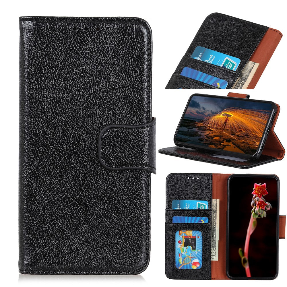 Split Leather Nappa Texture Wallet Stand Flip Protective Cover with Magnetic Closure for Samsung Galaxy S22+ 5G