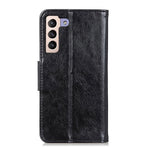 Split Leather Nappa Texture Wallet Stand Flip Protective Cover with Magnetic Closure for Samsung Galaxy S22+ 5G