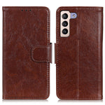 Split Leather Nappa Texture Wallet Stand Flip Protective Cover with Magnetic Closure for Samsung Galaxy S22+ 5G