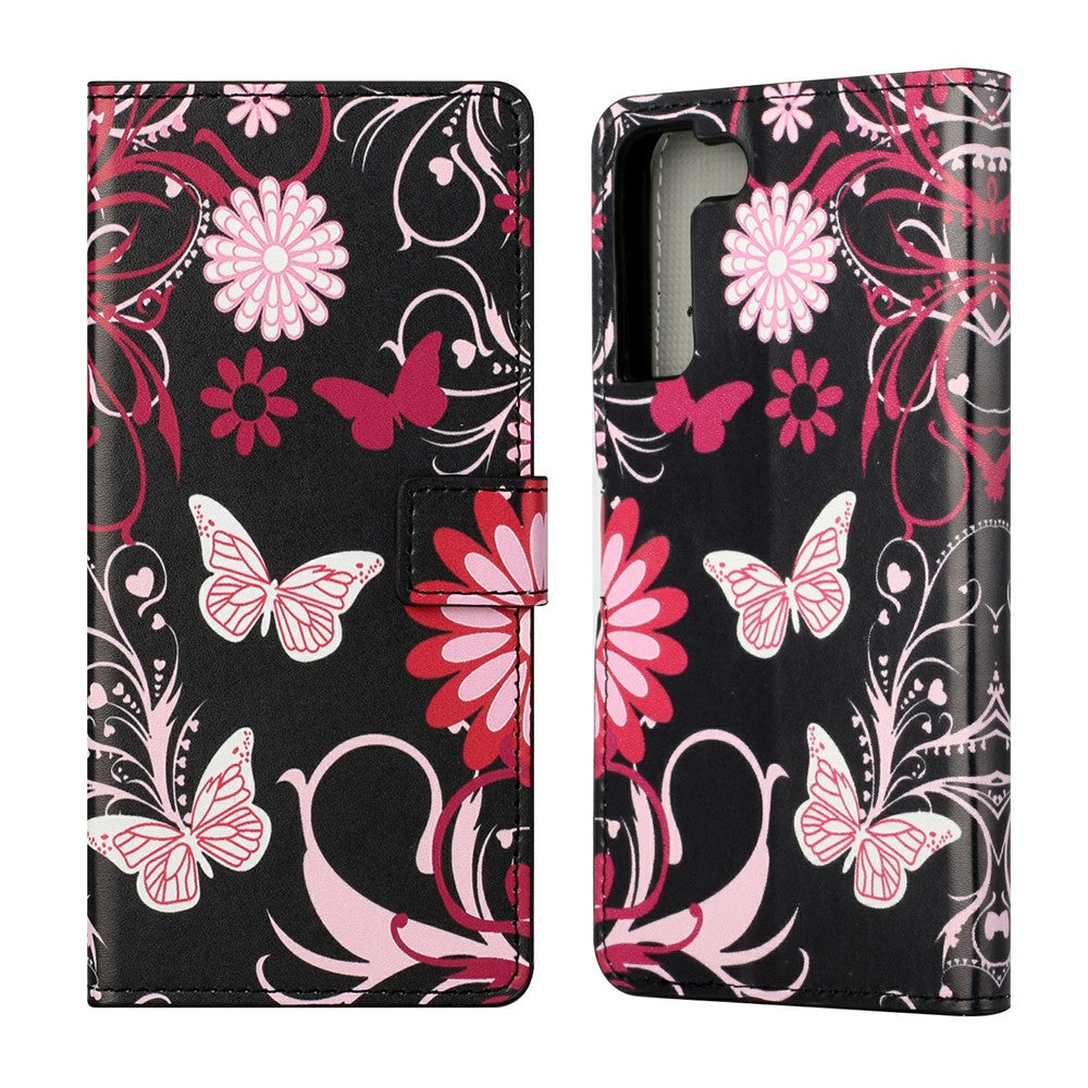 Magnetic Clasp Pattern Printing PU Leather Wallet Stand Phone Case Cover for Samsung Galaxy S22 5G