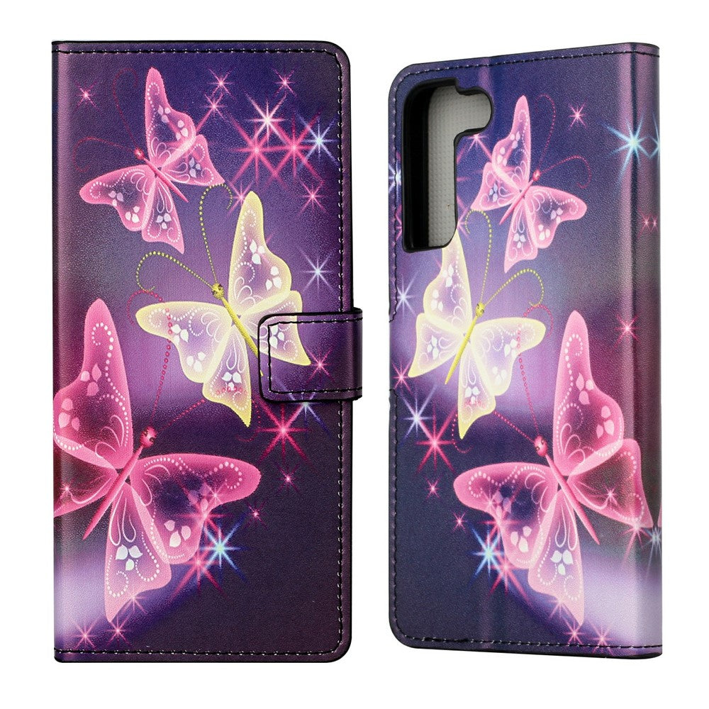 Magnetic Clasp Pattern Printing PU Leather Wallet Stand Phone Case Cover for Samsung Galaxy S22 5G