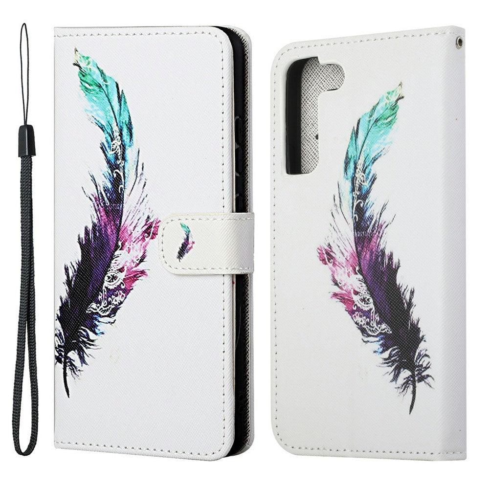 Pattern Printing Cross Texture Wallet Stand Leather Phone Case Protector for Samsung Galaxy S22+ 5G