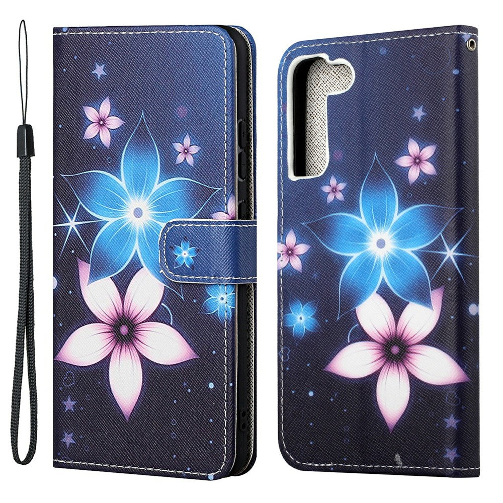 Pattern Printing Cross Texture Wallet Stand Leather Phone Case Protector for Samsung Galaxy S22+ 5G
