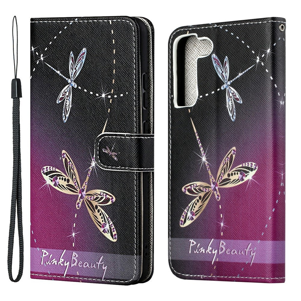 Pattern Printing Cross Texture Wallet Stand Leather Phone Case Protector for Samsung Galaxy S22+ 5G