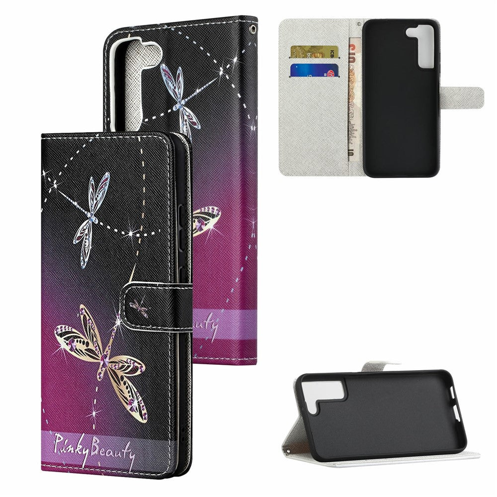Pattern Printing Cross Texture Wallet Stand Leather Phone Case Protector for Samsung Galaxy S22+ 5G
