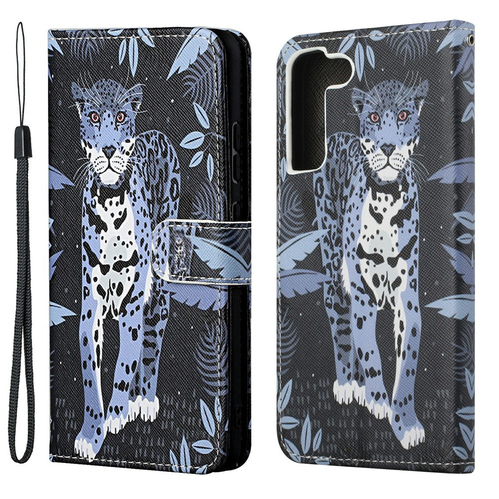 Pattern Printing Cross Texture Wallet Stand Leather Phone Case Protector for Samsung Galaxy S22+ 5G