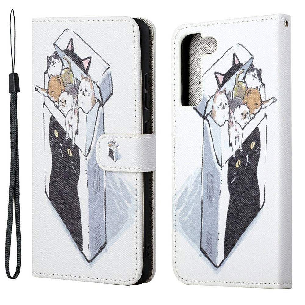 Pattern Printing Cross Texture Wallet Stand Leather Phone Case Protector for Samsung Galaxy S22+ 5G