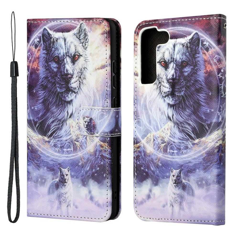 Pattern Printing Cross Texture Wallet Stand Leather Phone Case Protector for Samsung Galaxy S22+ 5G