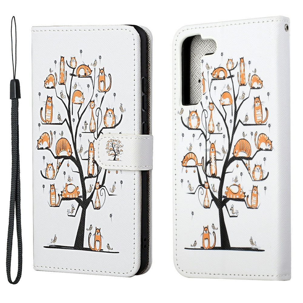 Pattern Printing Cross Texture Wallet Stand Leather Phone Case Protector for Samsung Galaxy S22+ 5G