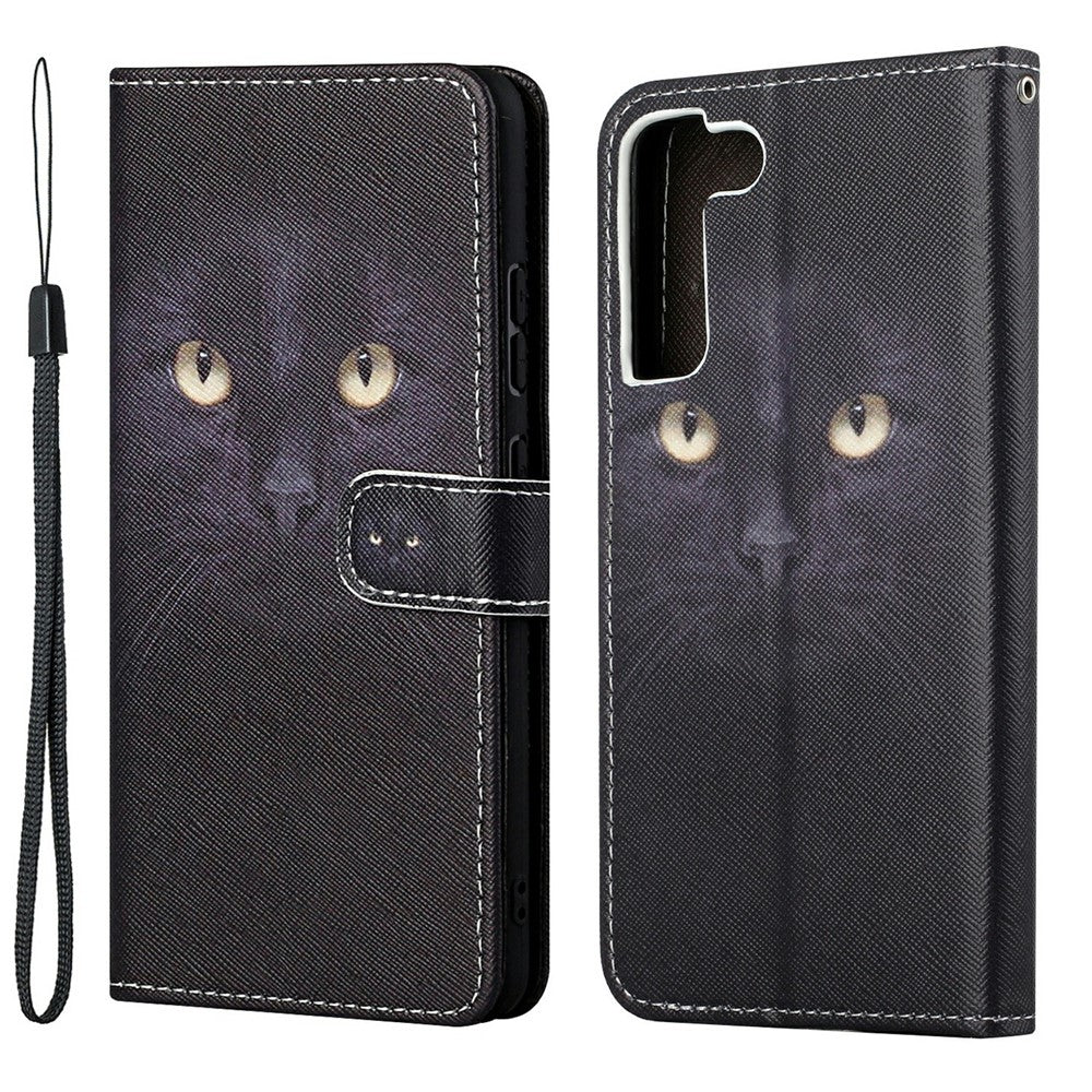 Pattern Printing Cross Texture Wallet Stand Leather Phone Case Protector for Samsung Galaxy S22+ 5G