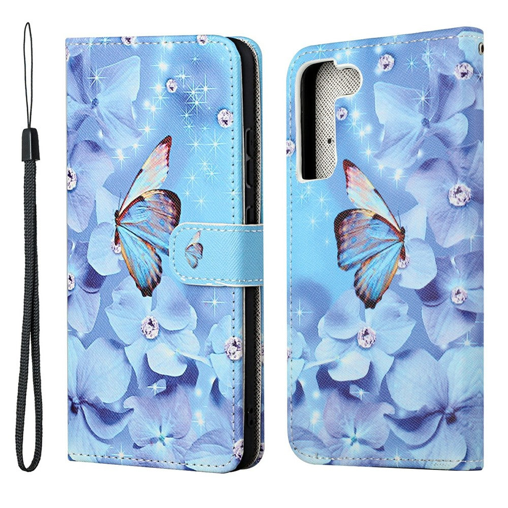 Pattern Printing Cross Texture Wallet Stand Leather Phone Case Protector for Samsung Galaxy S22+ 5G