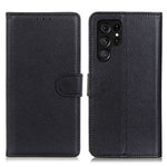 Litchi Texture All-inclusive Skyddande Läderfodral med Stativ till Samsung Galaxy S22 Ultra 5G