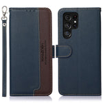 KHAZNEH RFID Blocking Litchi Texture Wallet Stand Leather Protective Phone Case Shell for Samsung Galaxy S22 Ultra 5G