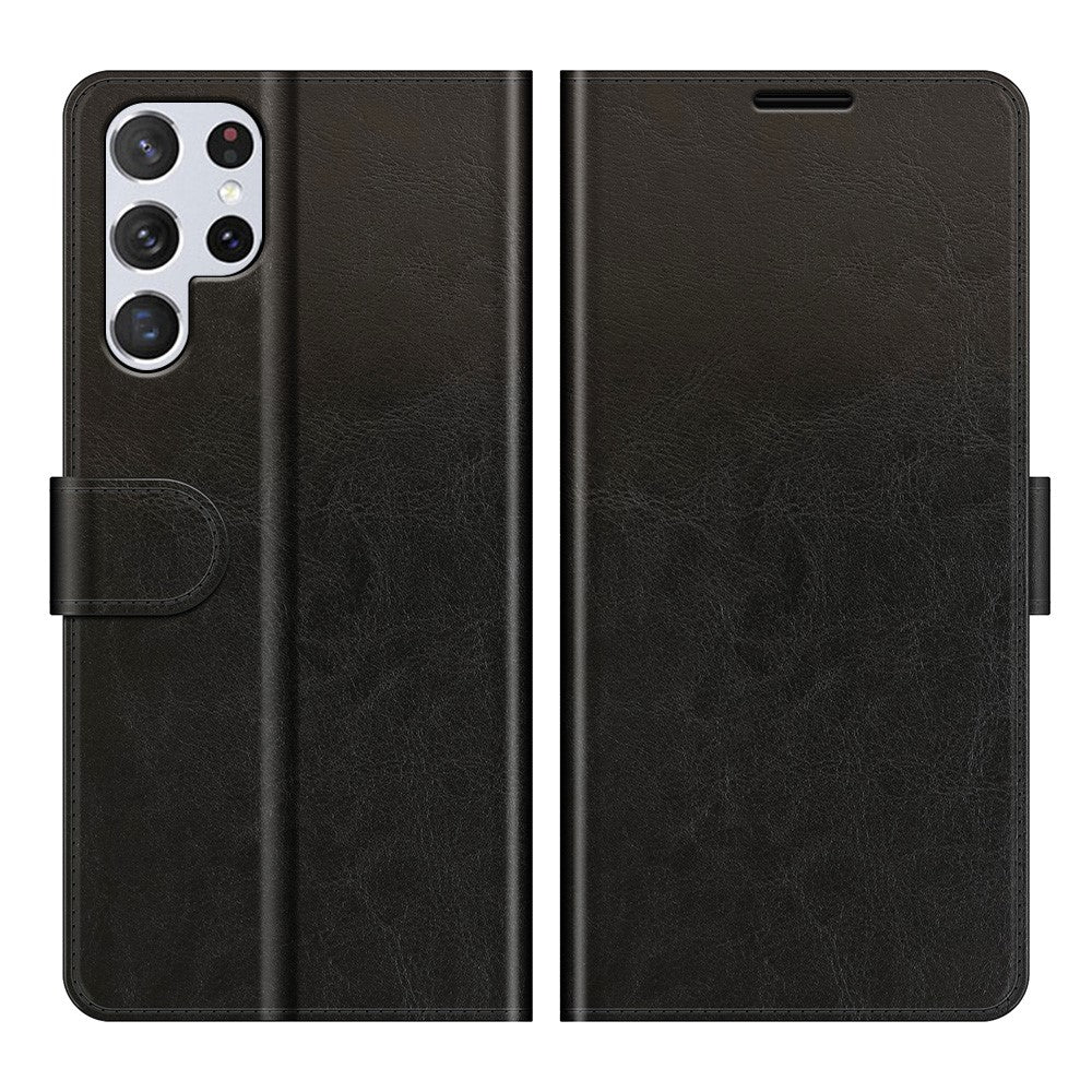 Retro Crazy Horse Texture Shockproof Leather Phone Cover Shell with Wallet Stand Design for Samsung Galaxy S22 Ultra 5G