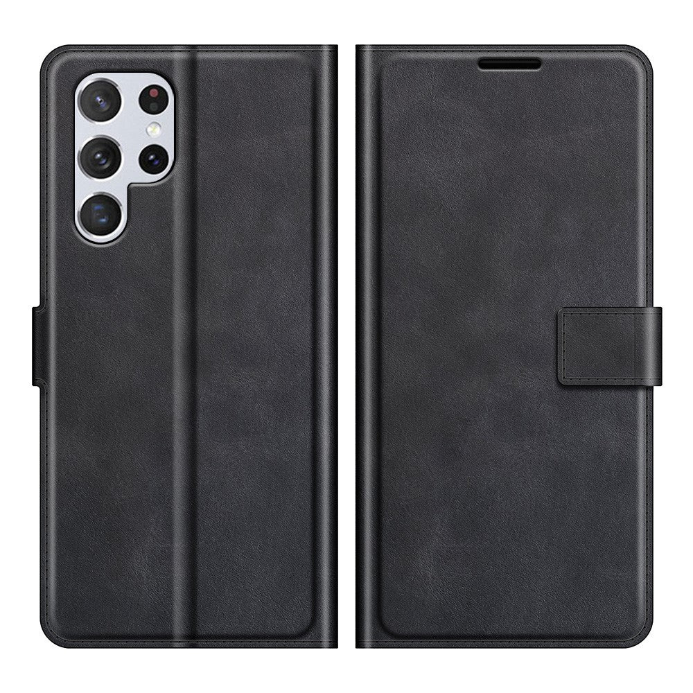 Impact Buffer PU Leather Wallet Folio Flip Case Stand Magnetic Shockproof TPU Inner Shell for Samsung Galaxy S22 Ultra 5G