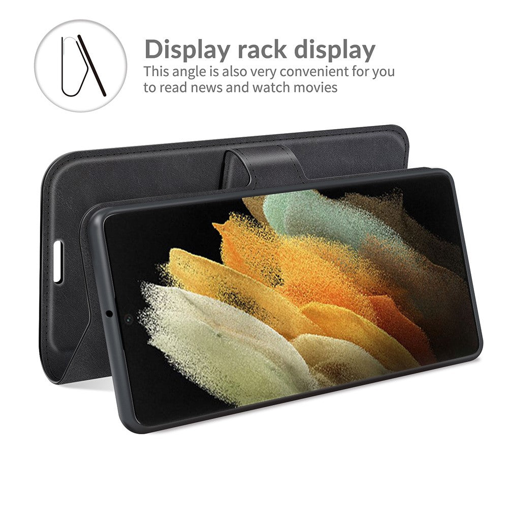 Impact Buffer PU Leather Wallet Folio Flip Case Stand Magnetic Shockproof TPU Inner Shell for Samsung Galaxy S22 Ultra 5G