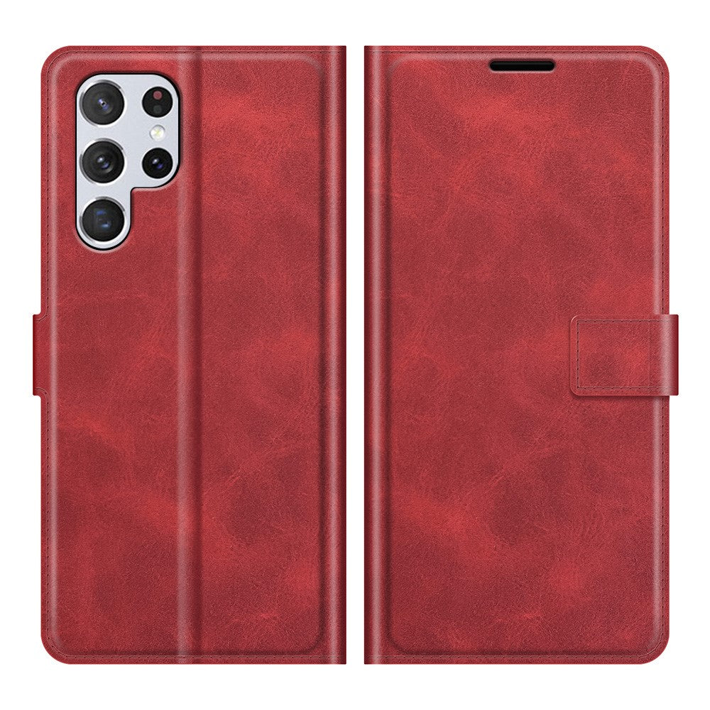 Impact Buffer PU Leather Wallet Folio Flip Case Stand Magnetic Shockproof TPU Inner Shell for Samsung Galaxy S22 Ultra 5G