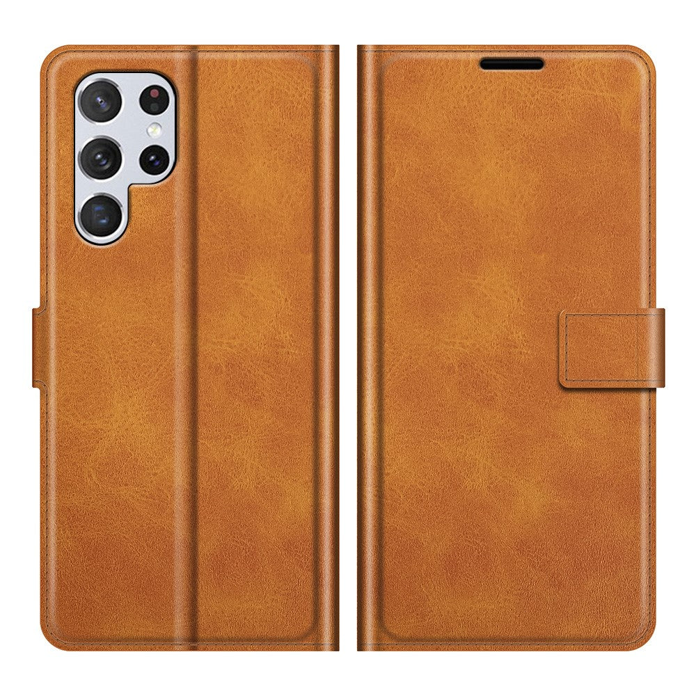 Impact Buffer PU Leather Wallet Folio Flip Case Stand Magnetic Shockproof TPU Inner Shell for Samsung Galaxy S22 Ultra 5G