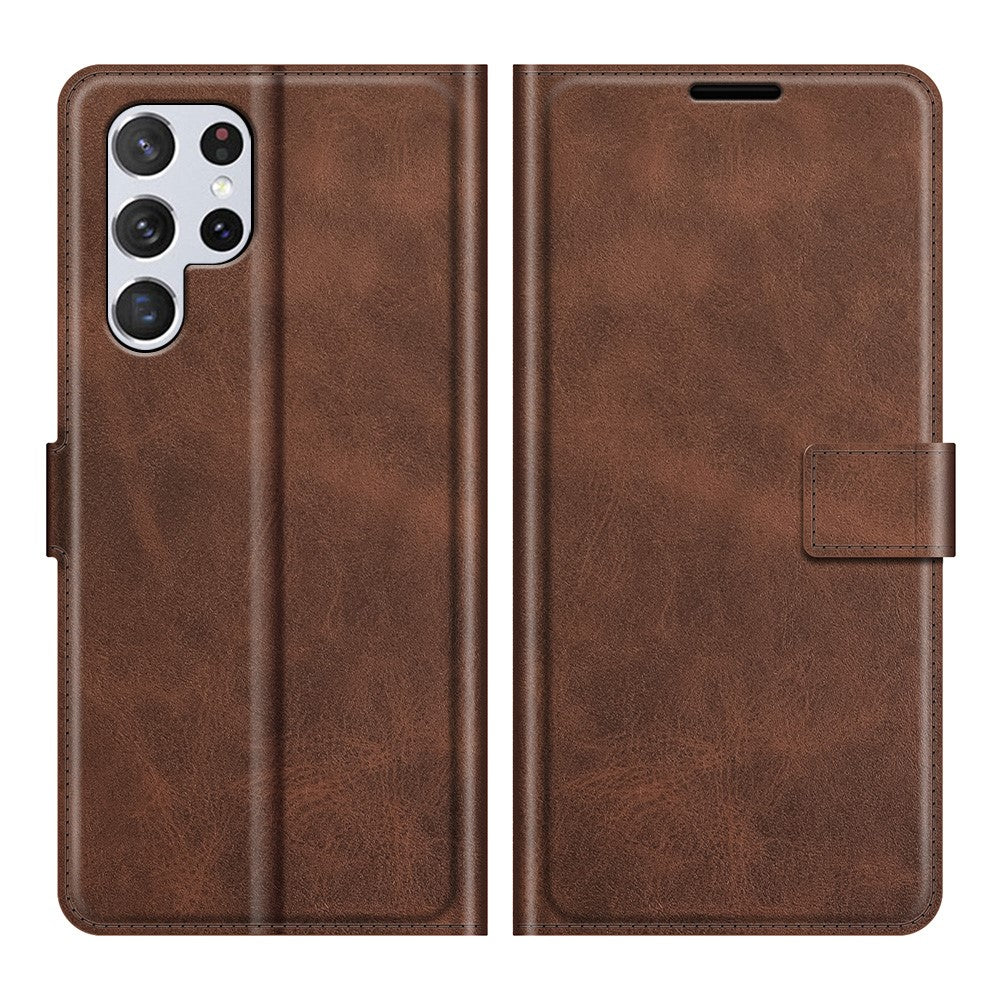 Impact Buffer PU Leather Wallet Folio Flip Case Stand Magnetic Shockproof TPU Inner Shell for Samsung Galaxy S22 Ultra 5G
