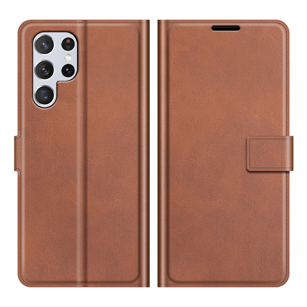 Impact Buffer PU Leather Wallet Folio Flip Case Stand Magnetic Shockproof TPU Inner Shell for Samsung Galaxy S22 Ultra 5G