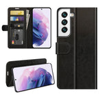 Wallet Design Crazy Horse Texture Leather Phone Cover Shell with Horizontal Viewing Stand for Samsung Galaxy S22+ 5G