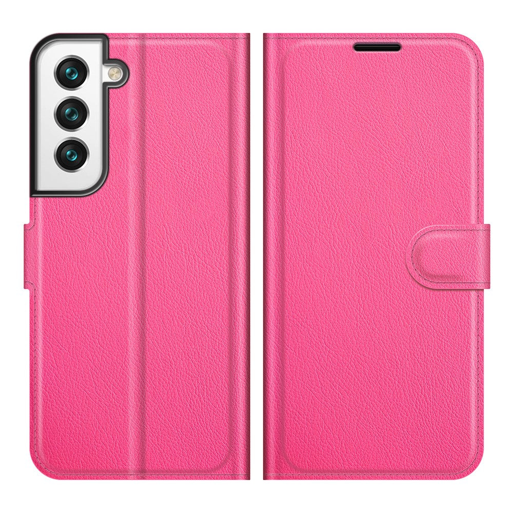 Shockproof Litchi Texture PU Leather Wallet Case Magnetic Closure Protective Stand Flip Phone Cover for Samsung Galaxy S22 5G