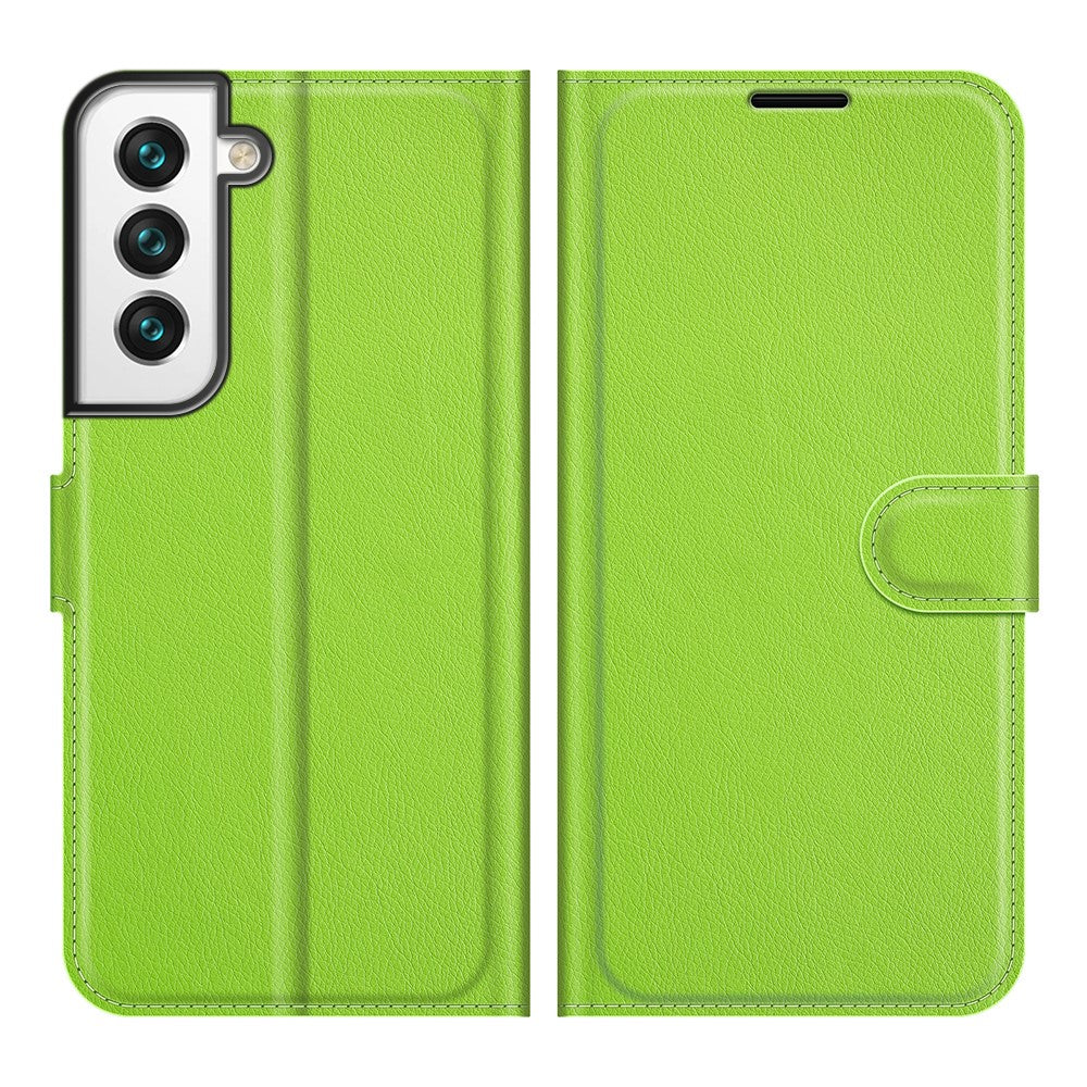 Shockproof Litchi Texture PU Leather Wallet Case Magnetic Closure Protective Stand Flip Phone Cover for Samsung Galaxy S22 5G