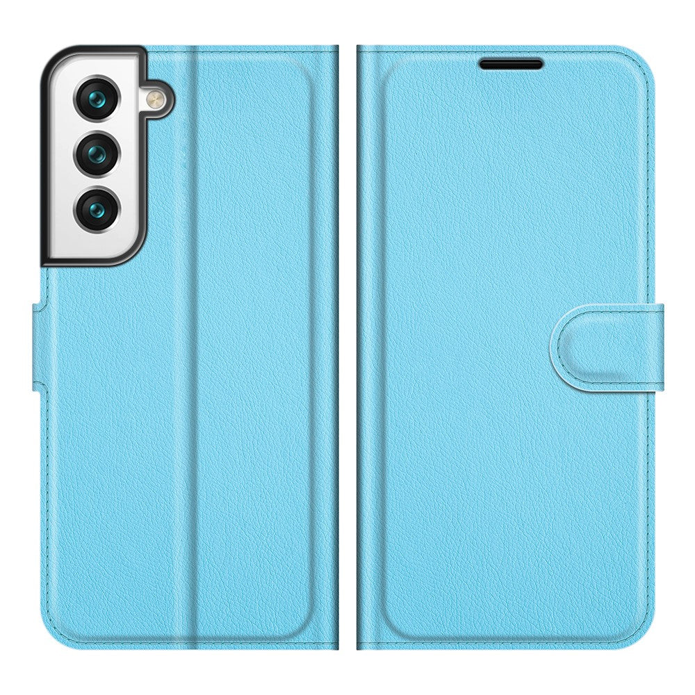 Shockproof Litchi Texture PU Leather Wallet Case Magnetic Closure Protective Stand Flip Phone Cover for Samsung Galaxy S22 5G