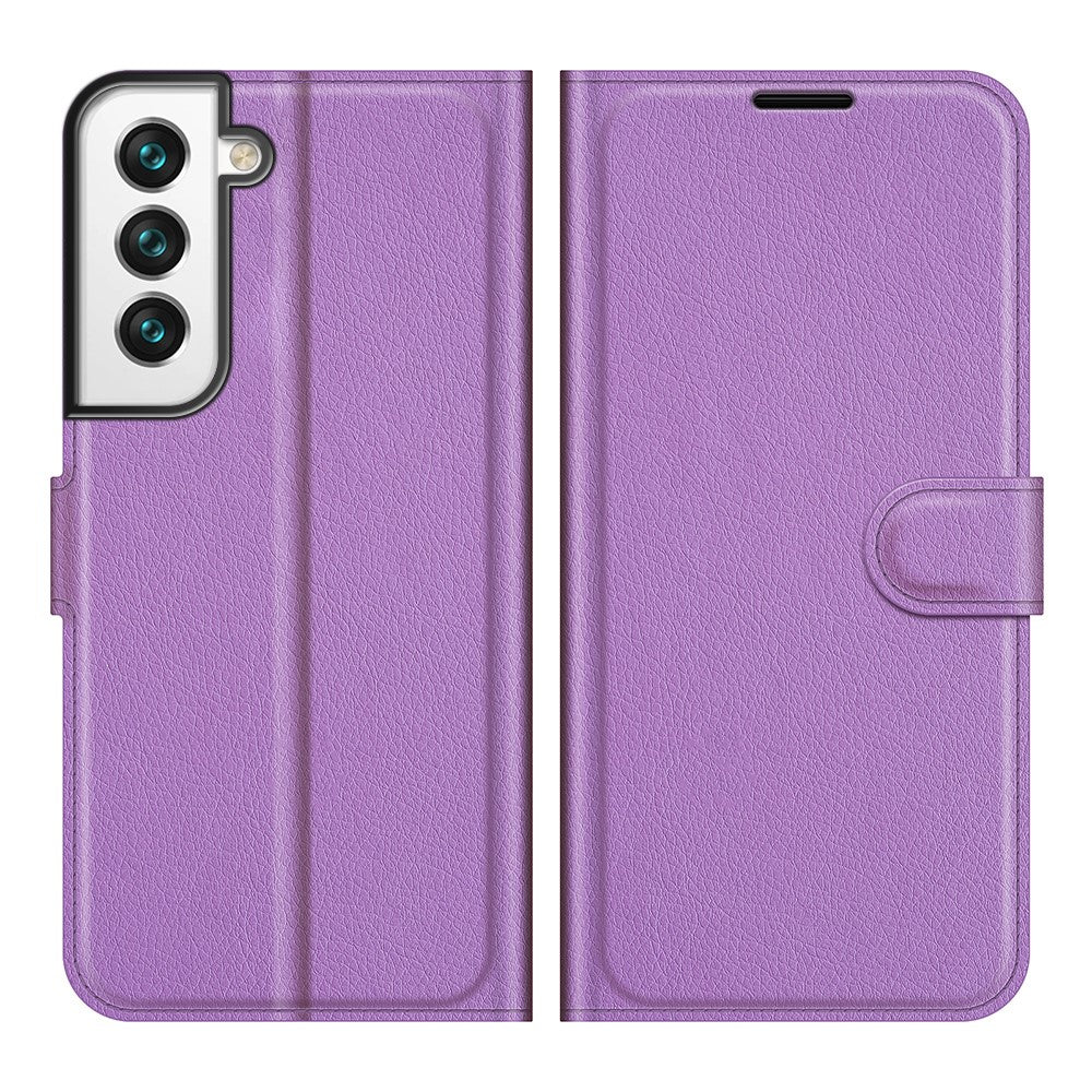Shockproof Litchi Texture PU Leather Wallet Case Magnetic Closure Protective Stand Flip Phone Cover for Samsung Galaxy S22 5G
