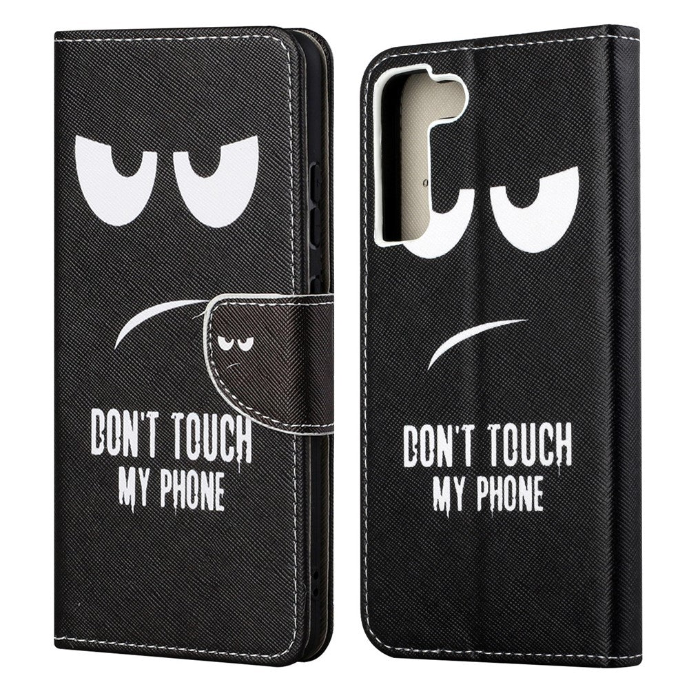 Pattern Printing Cross Texture Durable PU Leather Stand Flip Folio Cover Magnetic Closure Wallet Phone Case for Samsung Galaxy S22 Ultra 5G