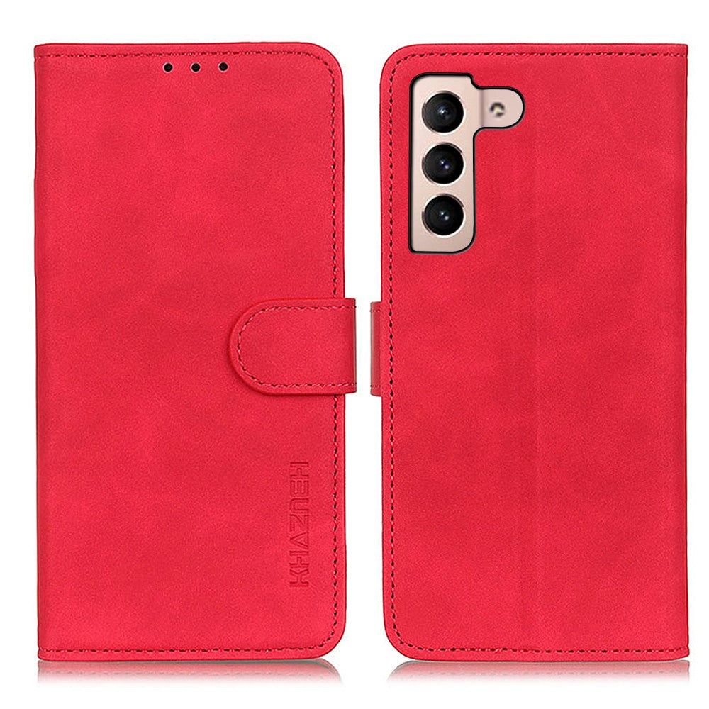 KHAZNEH Retro Tekstur Fuld Beskyttelse Læder Stand Pung Cover Telefonetui til Samsung Galaxy S22 5G
