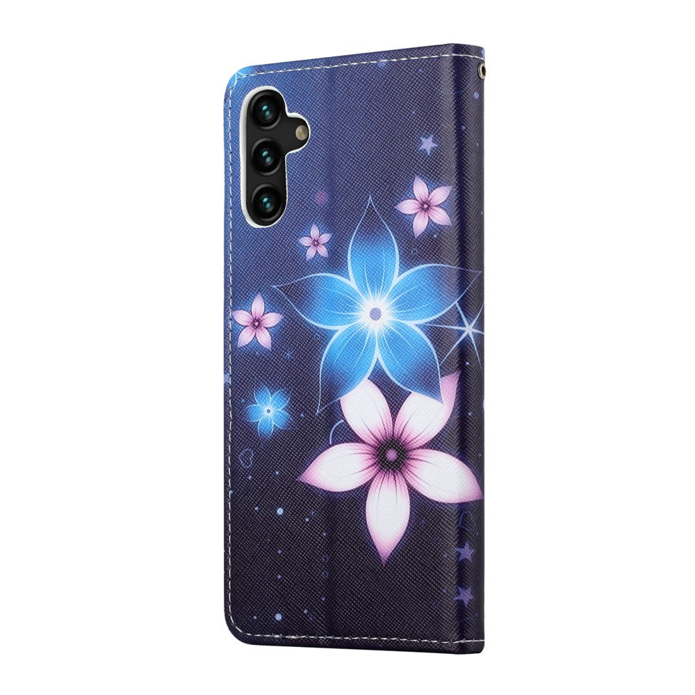 Mönstertryck Korsstruktur PU-läder Stativ Plånboksfodral för Samsung Galaxy A13 5G / A04s 4G (164,7 mm)