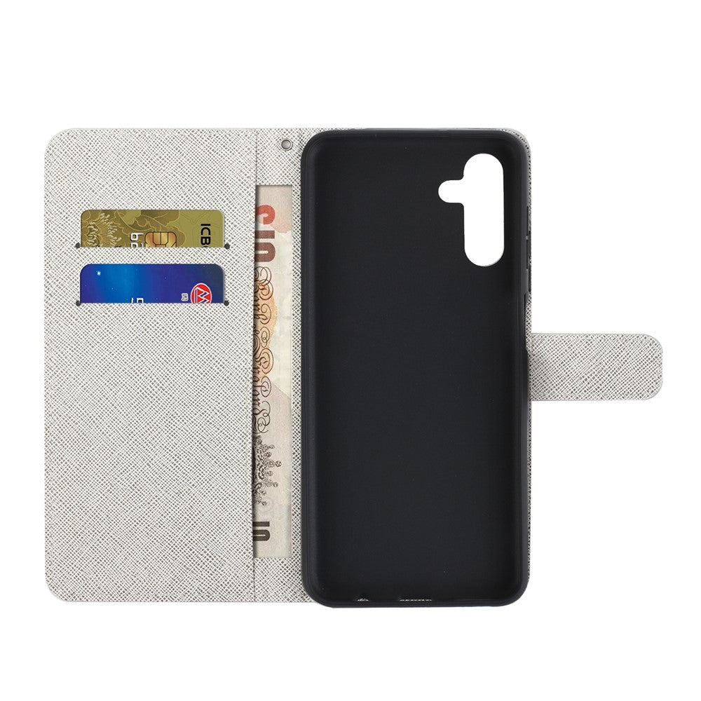 Mönstertryck Korsstruktur PU-läder Stativ Plånboksfodral för Samsung Galaxy A13 5G / A04s 4G (164,7 mm)