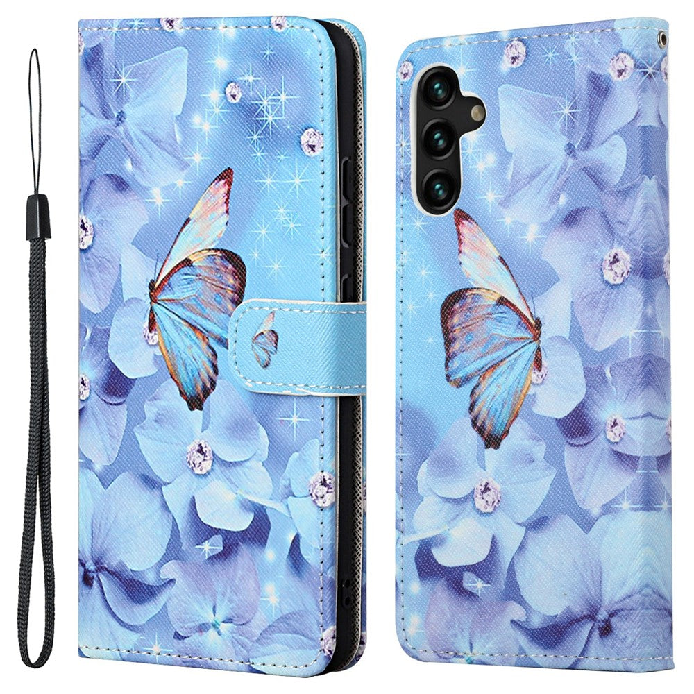 Mönstertryck Korsstruktur PU-läder Stativ Plånboksfodral för Samsung Galaxy A13 5G / A04s 4G (164,7 mm)