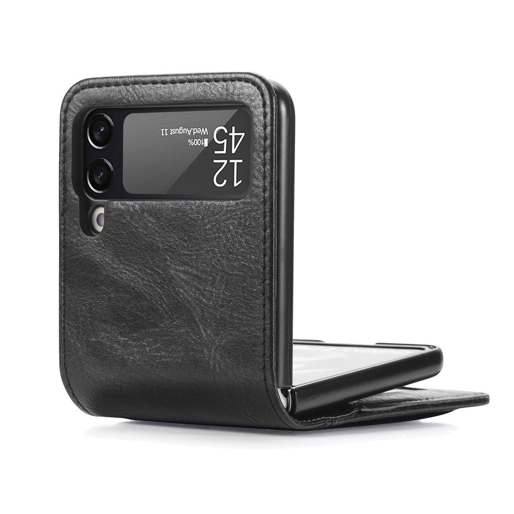 Samsung Galaxy Z Flip3 5G-mobilcover i slidstærkt PU-læder med pung, kortlommedesign, faldsikring og beskyttelse mod fingeraftryk