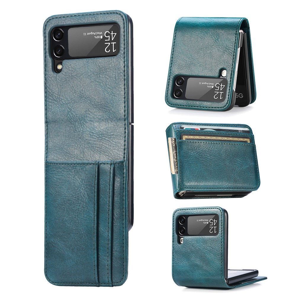 Samsung Galaxy Z Flip3 5G-mobilcover i slidstærkt PU-læder med pung, kortlommedesign, faldsikring og beskyttelse mod fingeraftryk