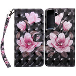 3D Creative Pattern Printing PU Leather Folio Flip Wallet Case Stand Magnetic Closure Cover with Strap for Samsung Galaxy S22 5G