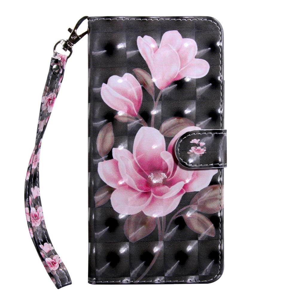 3D Creative Pattern Printing PU Leather Folio Flip Wallet Case Stand Magnetic Closure Cover with Strap for Samsung Galaxy S22 5G