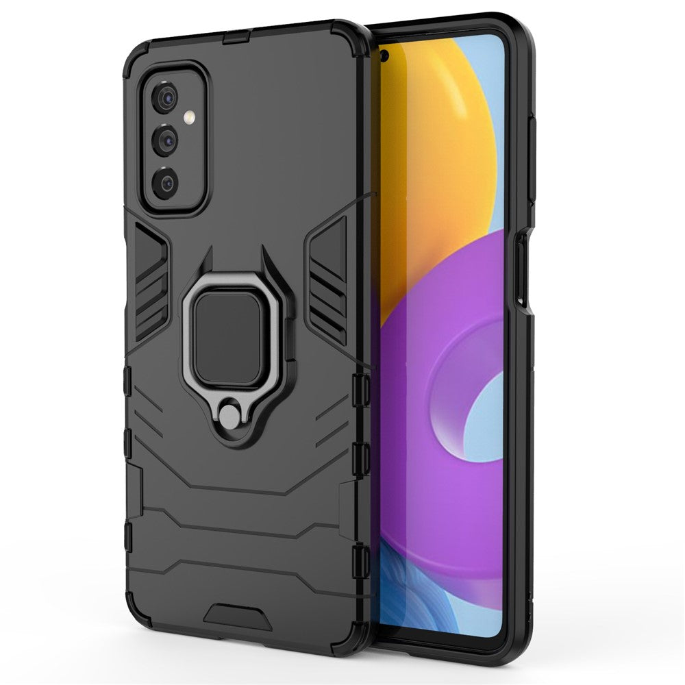 Ring Holder Kickstand Hard PC + Flexible Soft TPU Dual Layer Shock Absorption Protective Cover for Samsung Galaxy M52 5G