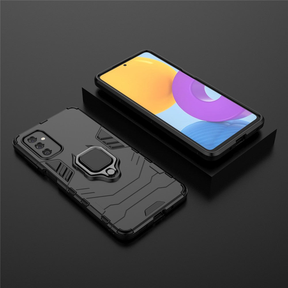 Ring Holder Kickstand Hard PC + Flexible Soft TPU Dual Layer Shock Absorption Protective Cover for Samsung Galaxy M52 5G