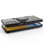 Ring Holder Kickstand Hard PC + Flexible Soft TPU Dual Layer Shock Absorption Protective Cover for Samsung Galaxy M52 5G