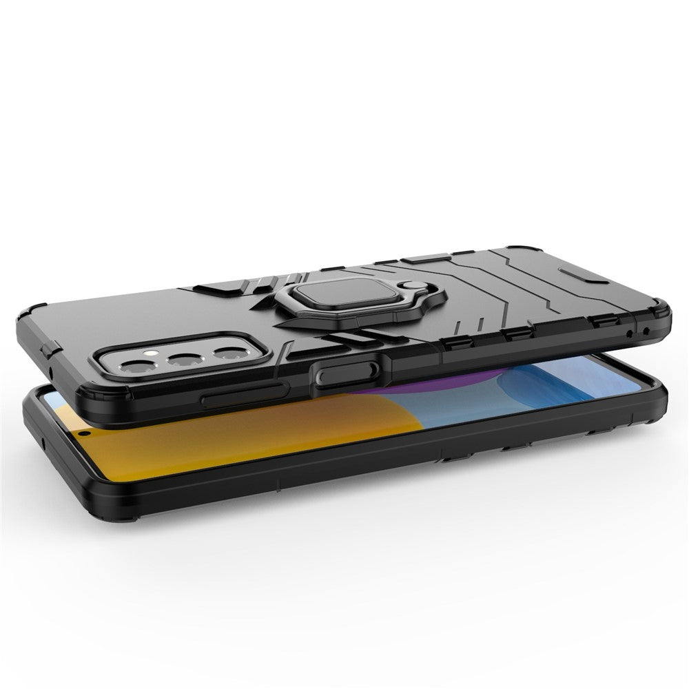 Ring Holder Kickstand Hard PC + Flexible Soft TPU Dual Layer Shock Absorption Protective Cover for Samsung Galaxy M52 5G