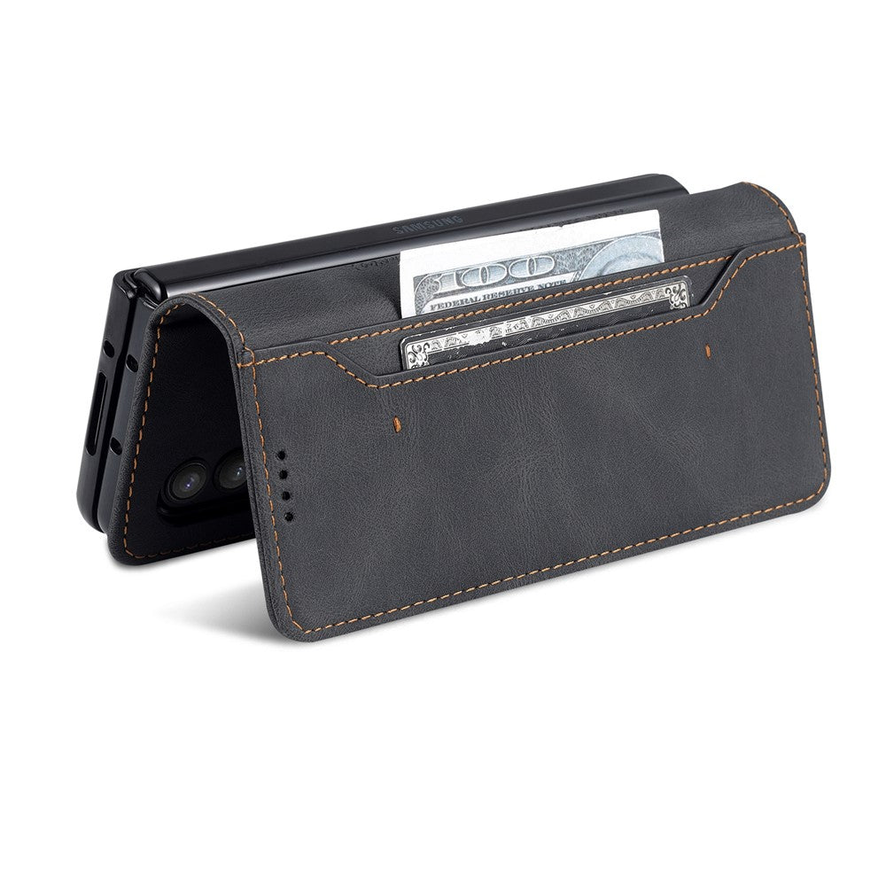 AZNS PU Leather Magnetic Clasp Closure Well-Protected Shockproof Phone Case with Stand Wallet for Samsung Galaxy Z Fold3 5G