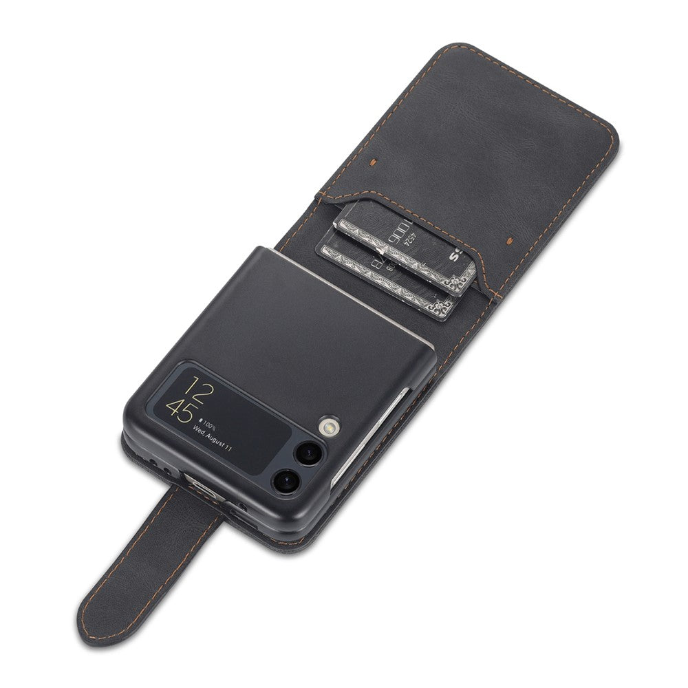 AZNS PU-läderkortsfack magnetiskt spänne fallskyddande mobilskal med stativ för Samsung Galaxy Z Flip3 5G