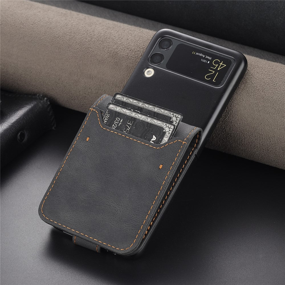 AZNS PU-läderkortsfack magnetiskt spänne fallskyddande mobilskal med stativ för Samsung Galaxy Z Flip3 5G
