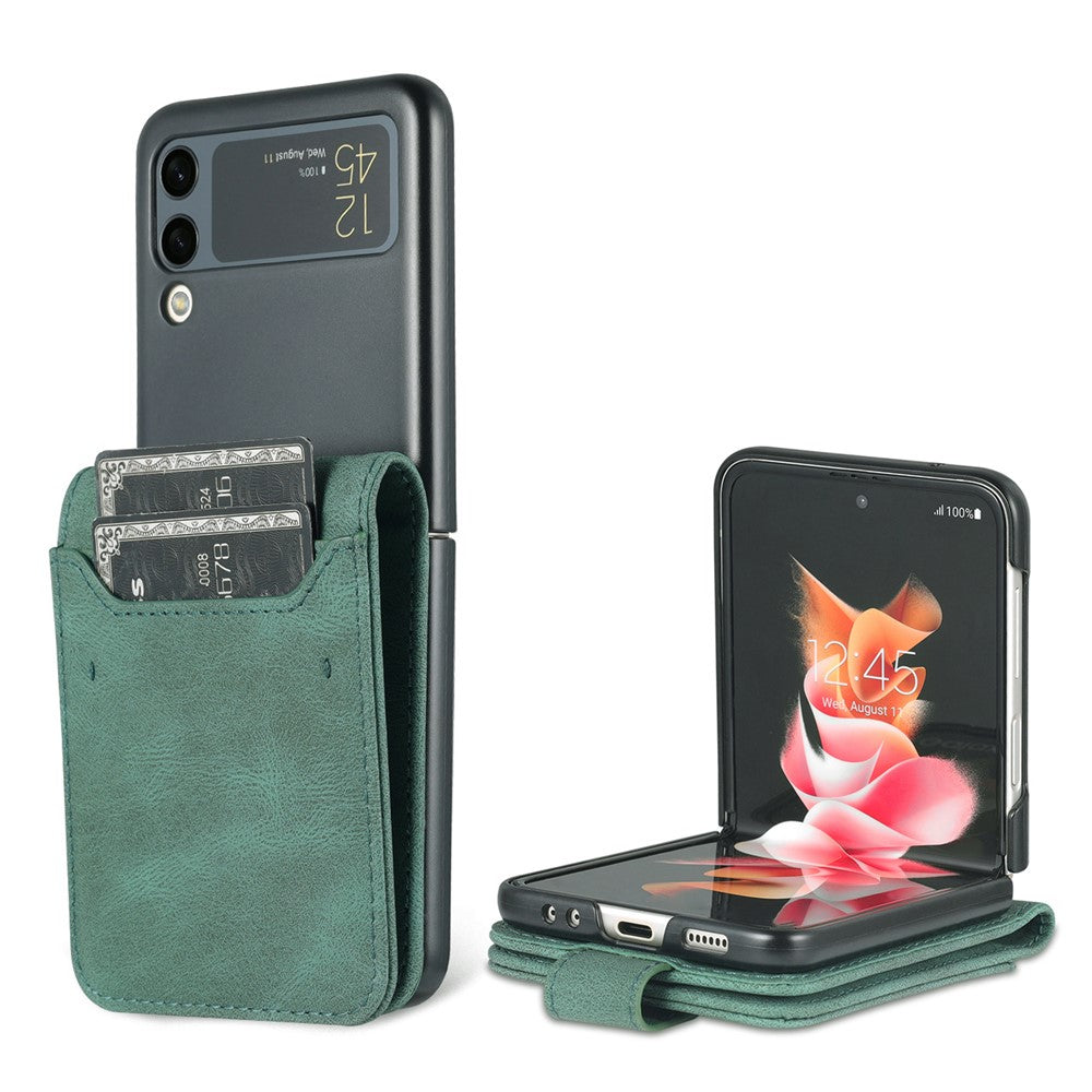 AZNS PU-läderkortsfack magnetiskt spänne fallskyddande mobilskal med stativ för Samsung Galaxy Z Flip3 5G