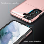 Sliding Card Holder Smooth Surface Anti-drop Stylish PC + TPU Hybrid Phone Shell for Samsung Galaxy S22+ 5G