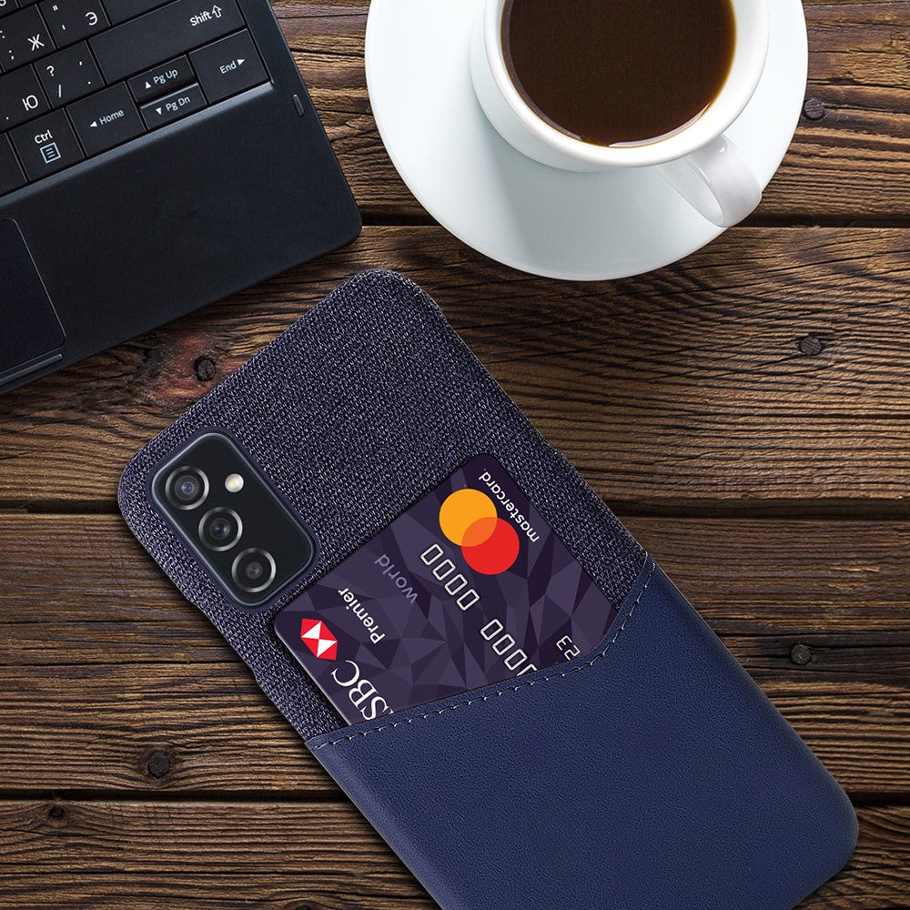 PU-læder + PC-hybridcover med stoftekstur og kortholder til Samsung Galaxy M52 5G