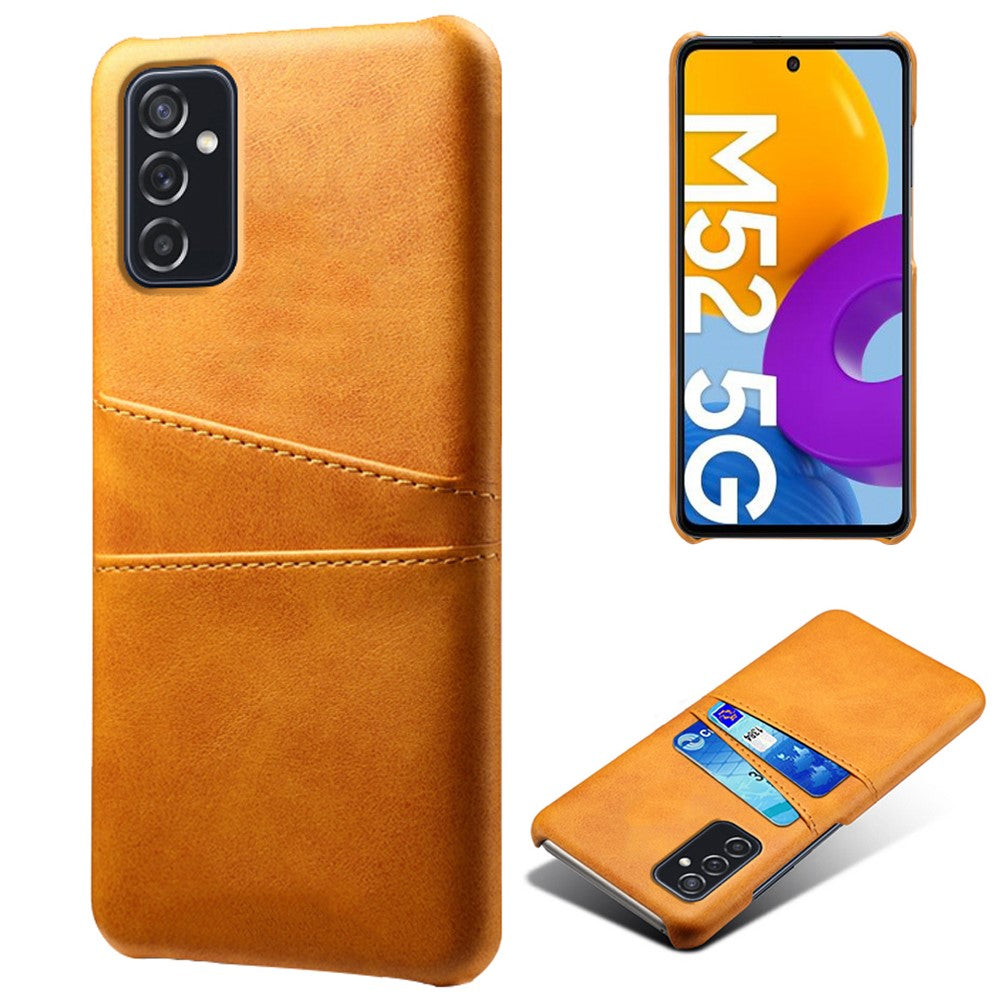 Premium PU Leather + PC Anti-Scratch Hard Case with Dual Card Slots for Samsung Galaxy M52 5G